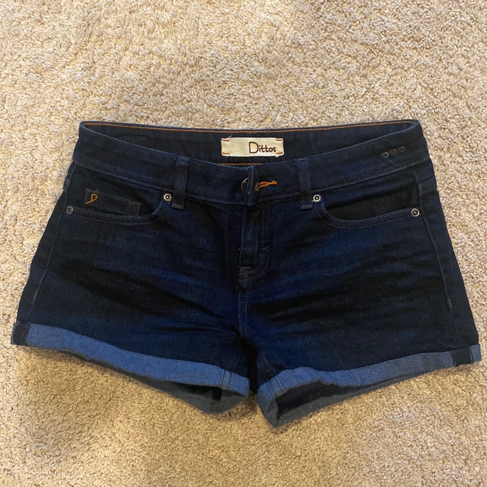 Dittos Dark Wash Low Rise Jean Shorts